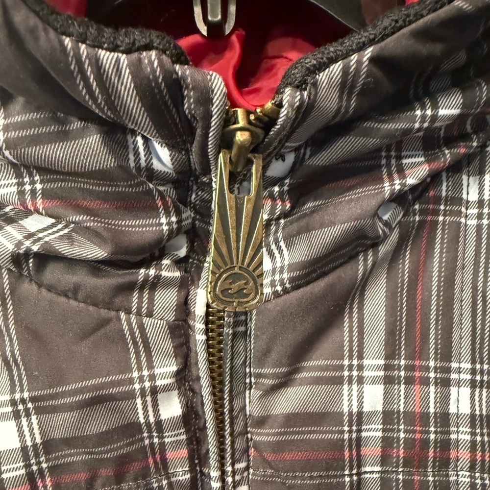 Men’s Billabong winter plaid puffer jacket with hood EUC Size Medium - Picture 5 of 13